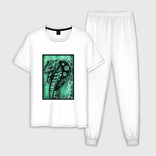 Мужская пижама Кобра Змеиный стиль 2 / Белый – фото 1