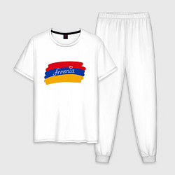 Пижама хлопковая мужская Любимая Армения, цвет: белый