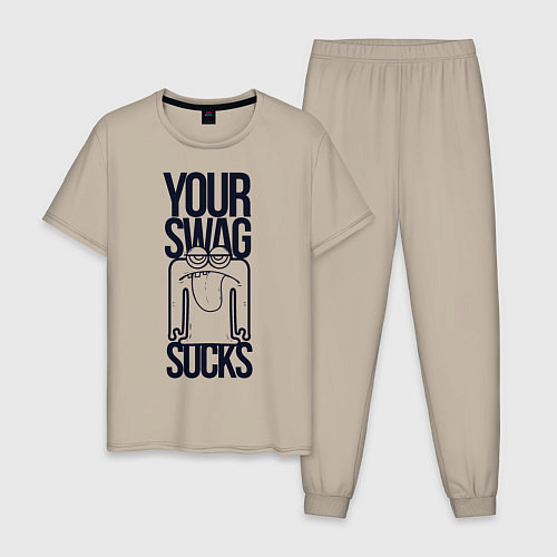 Мужская пижама Человечек с высунутым языком / Миндальный – фото 1