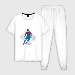 Пижама хлопковая мужская Известный футболист, цвет: белый
