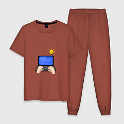 Пижама хлопковая мужская Создание компьютерной программы, цвет: кирпичный