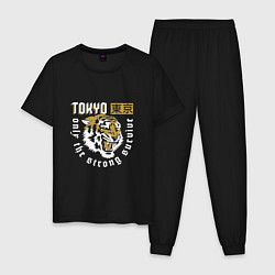 Пижама хлопковая мужская Tiger - Japan, цвет: черный