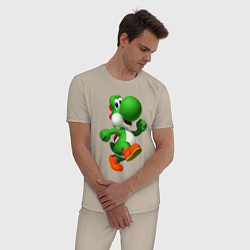 Пижама хлопковая мужская 3d Yoshi, цвет: миндальный — фото 2