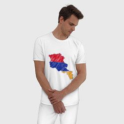 Пижама хлопковая мужская Карта Армения, цвет: белый — фото 2