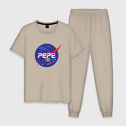 Пижама хлопковая мужская Pepe Pepe space Nasa, цвет: миндальный