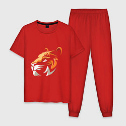 Пижама хлопковая мужская Tiger Cute, цвет: красный