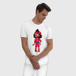 Пижама хлопковая мужская Мег Brawl Stars иллюстрация, цвет: белый — фото 2