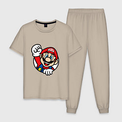 Пижама хлопковая мужская MarioFace, цвет: миндальный