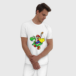 Пижама хлопковая мужская Yoshi&Mario, цвет: белый — фото 2