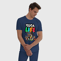 Пижама хлопковая мужская Toca Life, цвет: тёмно-синий — фото 2