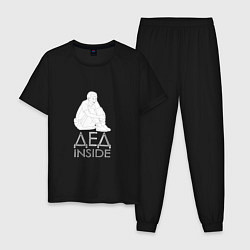 Пижама хлопковая мужская Игрок 001 - дед inside, цвет: черный