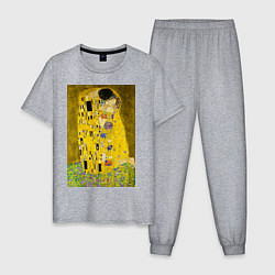 Пижама хлопковая мужская Поцелуй картина Климта, цвет: меланж