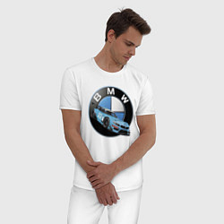 Пижама хлопковая мужская BMW самая престижная марка автомобиля, цвет: белый — фото 2