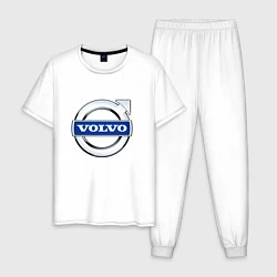 Пижама хлопковая мужская Volvo, логотип, цвет: белый