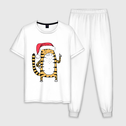 Мужская пижама Серьезный тигр / Белый – фото 1