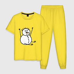Мужская пижама Снеговик в дудл-стиле