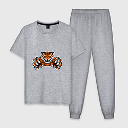 Пижама хлопковая мужская Tiger - Warrior, цвет: меланж