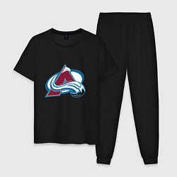 Пижама хлопковая мужская Колорадо Эвеланш логотип, цвет: черный