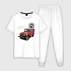 Пижама хлопковая мужская Toyota Land Cruiser Retro, цвет: белый