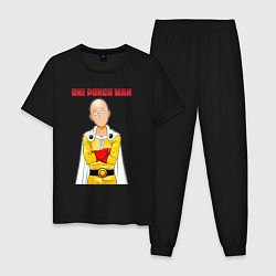 Пижама хлопковая мужская Сайтама безразличие One Punch-Man, цвет: черный