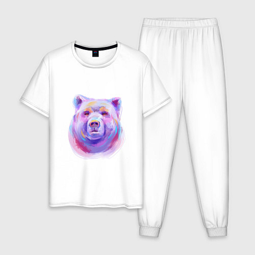 Мужская пижама Неоновый медведь / Белый – фото 1