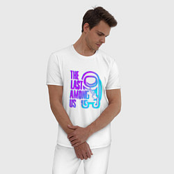 Пижама хлопковая мужская AMONG US NEON STYLE, цвет: белый — фото 2