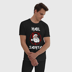 Пижама хлопковая мужская Hail Santa, цвет: черный — фото 2