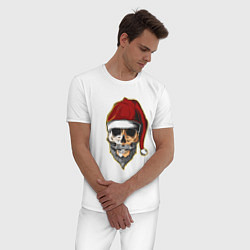 Пижама хлопковая мужская Santa Skull, цвет: белый — фото 2