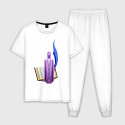 Пижама хлопковая мужская Миры в стекле - Магическая библиотека, цвет: белый
