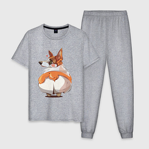 Мужская пижама Корги пухля / Меланж – фото 1