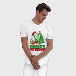 Пижама хлопковая мужская Christmas Zombie, цвет: белый — фото 2