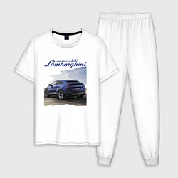 Пижама хлопковая мужская Lamborghini Urus Sport, цвет: белый