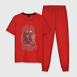 Пижама хлопковая мужская Сквозь века идут славяне, цвет: красный