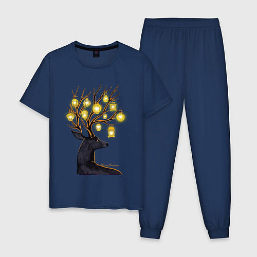 Мужская пижама Рождественские огни / Тёмно-синий – фото 1