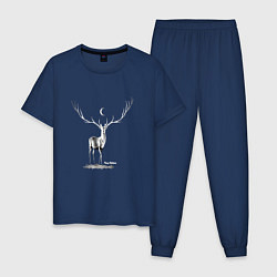 Пижама хлопковая мужская Ночной олень, цвет: тёмно-синий