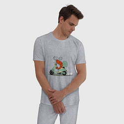 Пижама хлопковая мужская Креветка на мопеде, цвет: меланж — фото 2