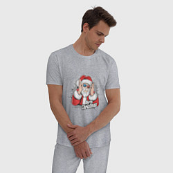 Пижама хлопковая мужская Cool Santa, цвет: меланж — фото 2