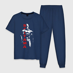 Пижама хлопковая мужская Мощный Сайтама One Punch-Man, цвет: тёмно-синий