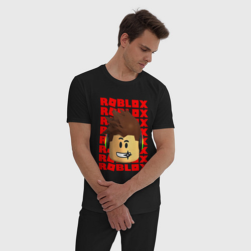 Мужская пижама ROBLOX RED LOGO LEGO FACE / Черный – фото 3
