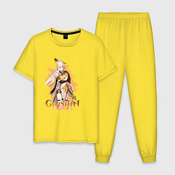Пижама хлопковая мужская Нин Гуан Ningguang Genshin Impact, цвет: желтый