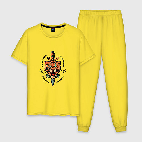 Мужская пижама Тигр с кинжалом / Желтый – фото 1