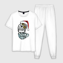 Пижама хлопковая мужская X-mas Owl, цвет: белый