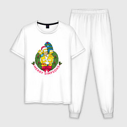 Пижама хлопковая мужская Merry Simpsons, цвет: белый