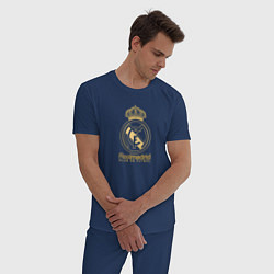 Пижама хлопковая мужская Real Madrid gold logo, цвет: тёмно-синий — фото 2