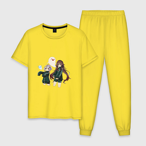 Мужская пижама Ху Тао и Ци Ци играют в кальмара / Желтый – фото 1