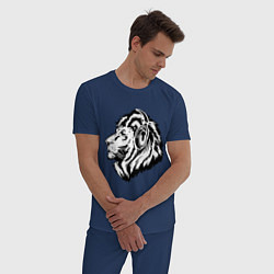 Пижама хлопковая мужская Лев в наушниках, цвет: тёмно-синий — фото 2