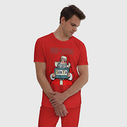 Пижама хлопковая мужская Merry Christmas: Санта с синяком, цвет: красный — фото 2
