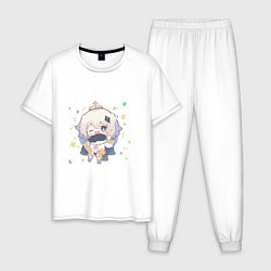 Пижама хлопковая мужская Чиби Паймон, цвет: белый