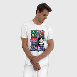 Пижама хлопковая мужская BT21 POP-ART, цвет: белый — фото 2