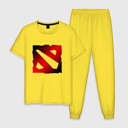 Пижама хлопковая мужская ЧЁРНО КРАСНОЕ ЛОГО ДОТА 2 DOTA 2 LOGO, цвет: желтый